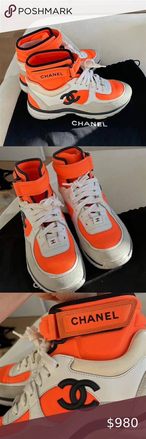 chanel pre fall 2022 shoes|Chanel orange high top sneakers.